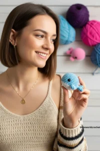 Blue amigurumi whale crochet pattern