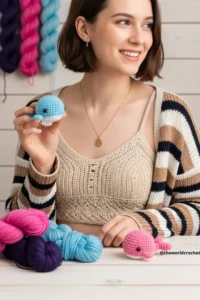Blue amigurumi whale crochet pattern