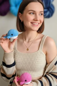 Blue amigurumi whale crochet pattern
