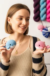 Blue amigurumi whale crochet pattern