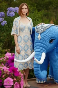 Handmade amigurumi crochet elephant with big floppy ears and soft trunk, made with grey and pink yarn. Elephant Crochet Pattern Free 