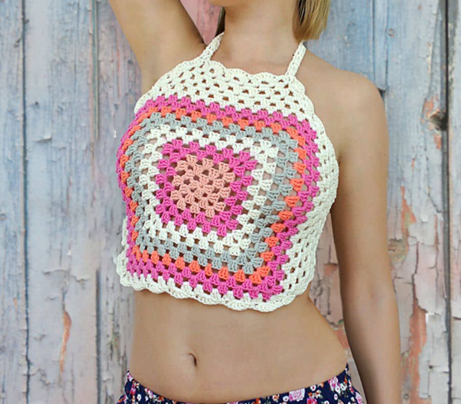 Crochet Granny Square Halter Top