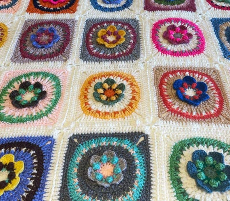 Colour Burst Crochet Flower Blanket