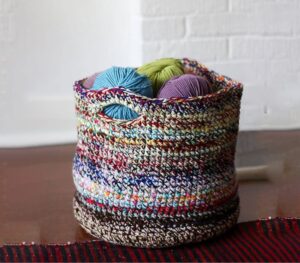 Scrap Yarn Crochet Basket