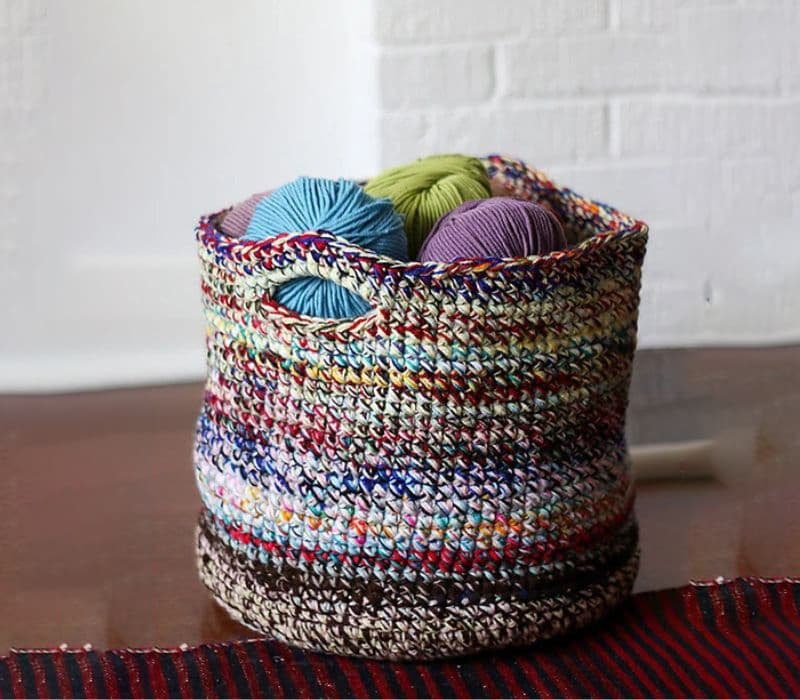 Scrap Yarn Crochet Basket - The World Crochet