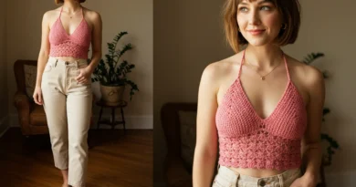 Crochet halter top handmade with cotton yarn, perfect for summer fashion