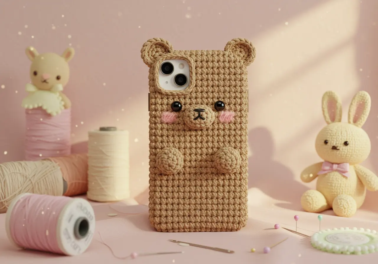 Amigurumi Bear Crochet Phone Case