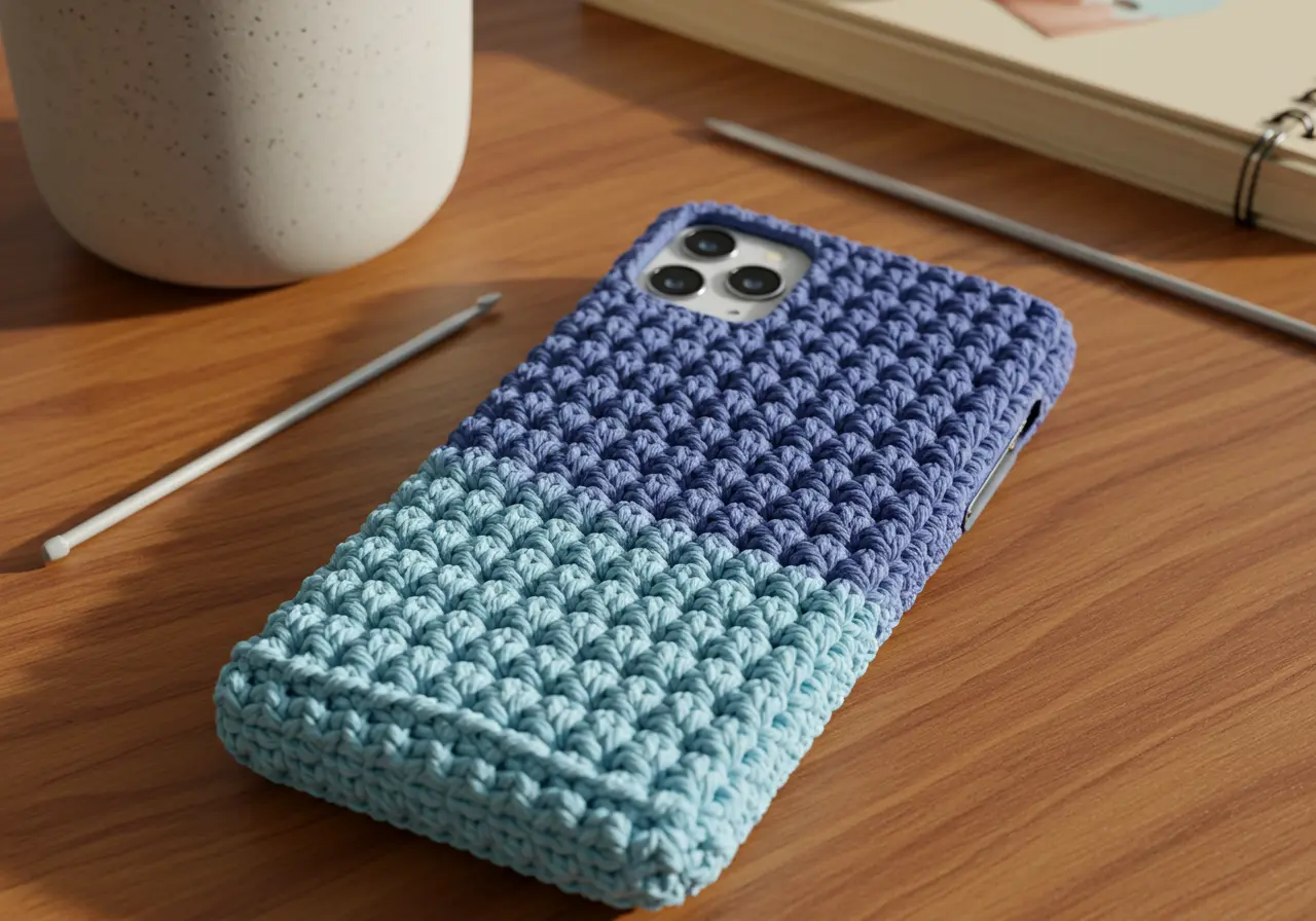 Ombre Blue Crochet Phone Case