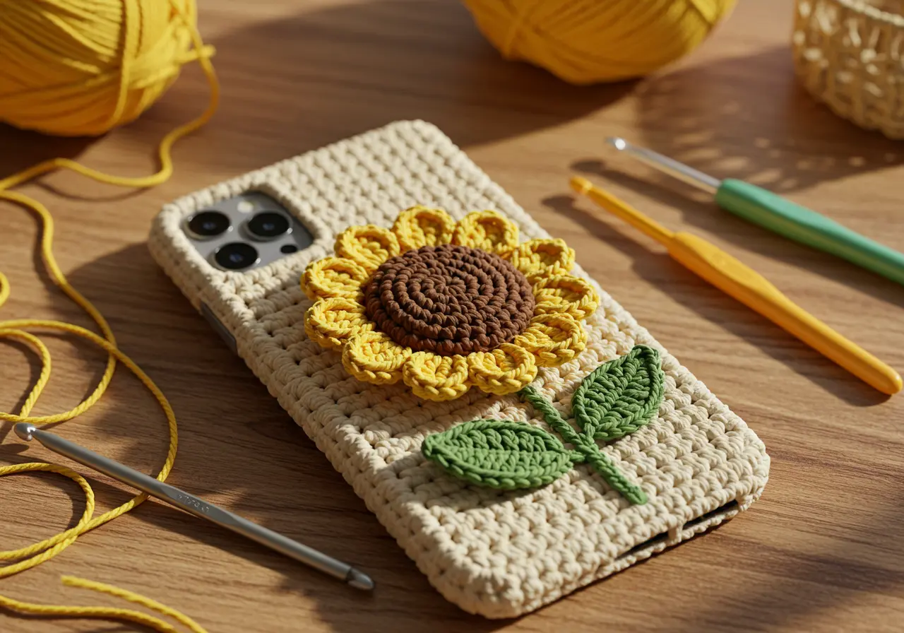 Sunflower Crochet Phone Case