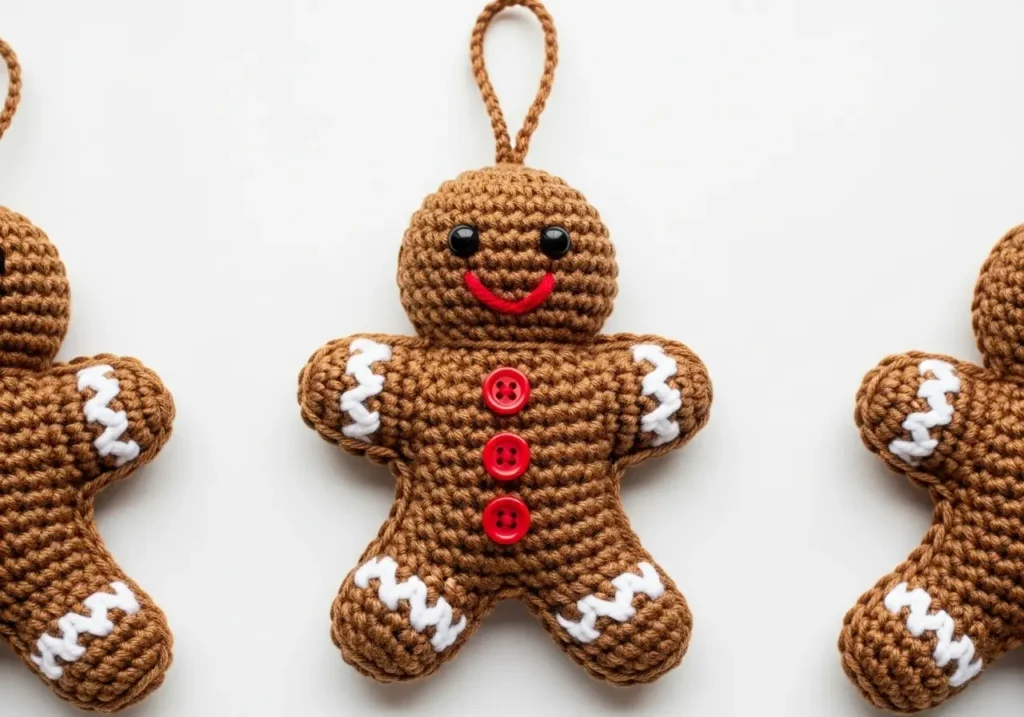Oversized crochet gingerbread man pattern for Christmas décor and DIY holiday crafts