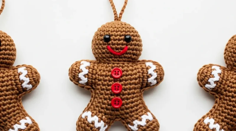 Oversized crochet gingerbread man pattern for Christmas décor and DIY holiday crafts