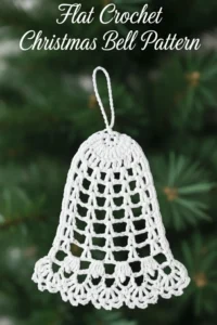 Handmade flat crochet Christmas bell ornament made with fine cotton thread” Meta description: Create a beautiful flat crochet Christmas bell ornament with this easy step-by-step pattern. Perfect for your holiday décor!