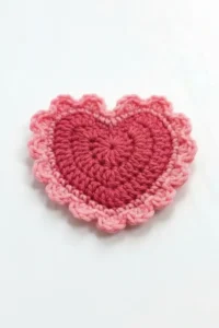 Crochet Heart Lace Motif with delicate scalloped edges handmade in cotton yarn
