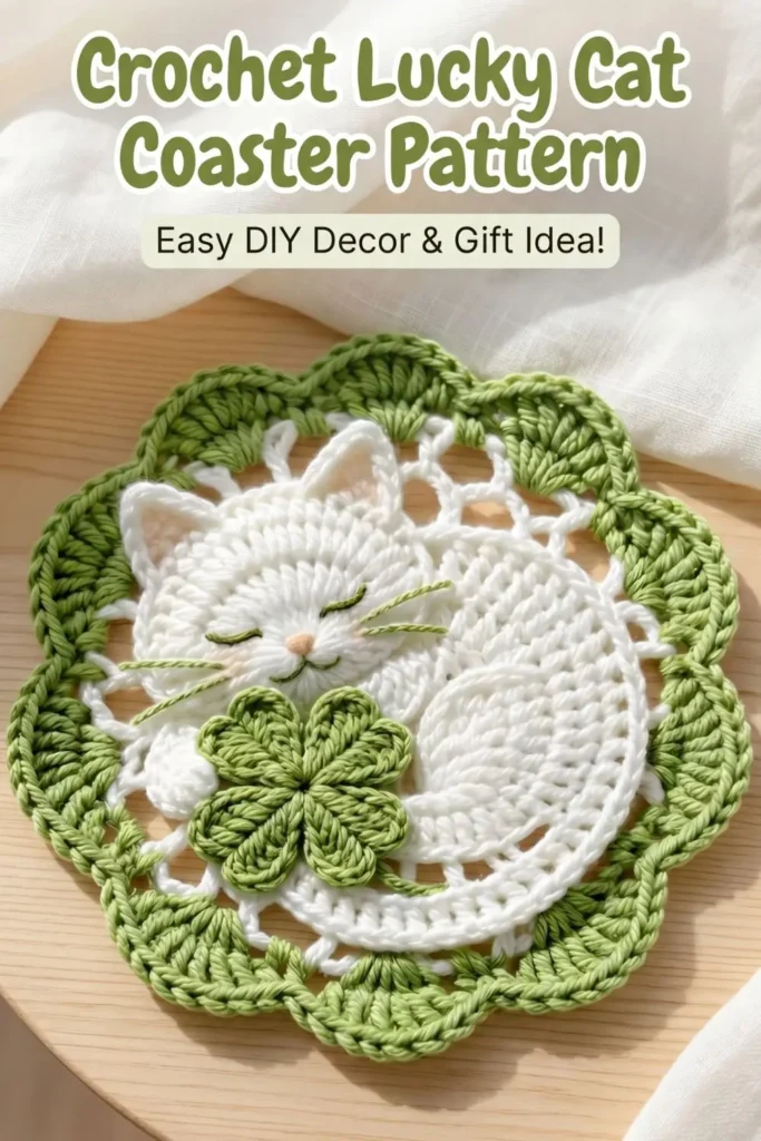 Sleeping White Cat Doily Crochet Pattern 1