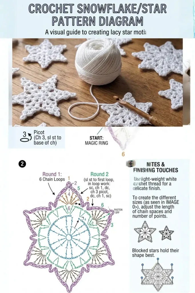 Crochet Lace Star Ornament handmade Christmas decoration