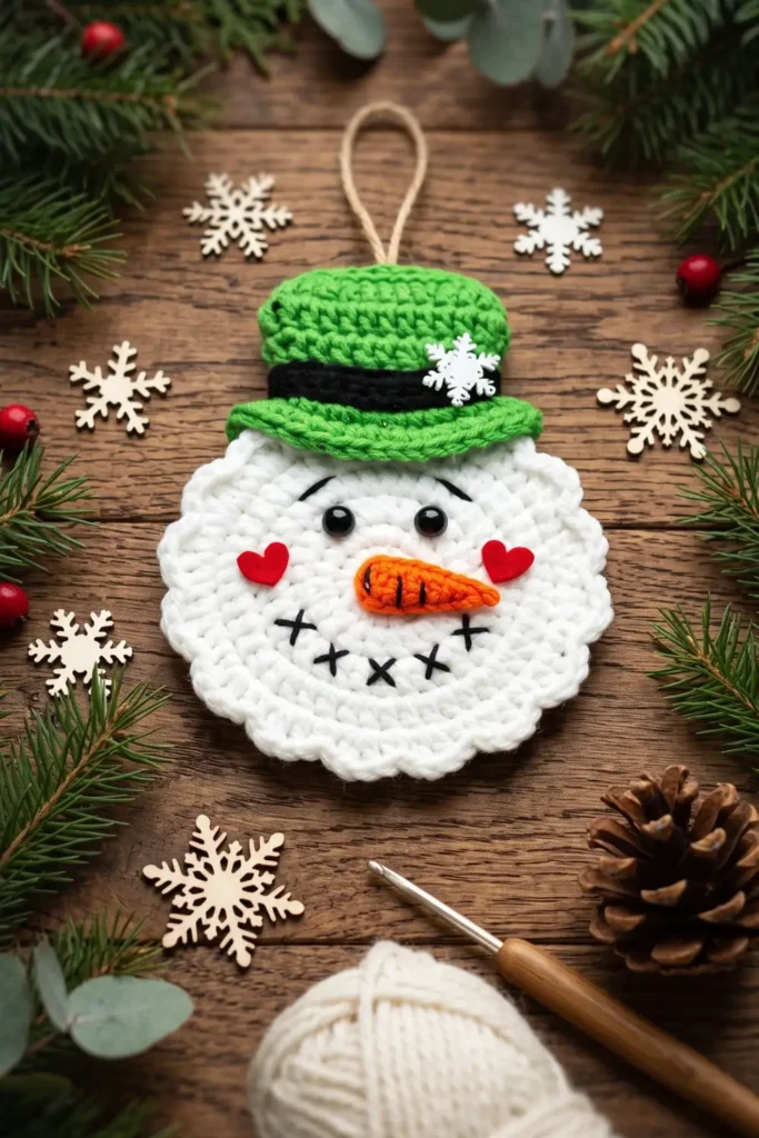 Crochet Snowman Ornament Pattern