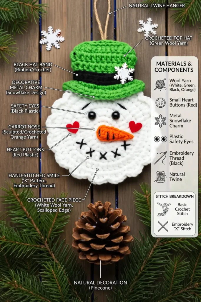 Crochet Snowman Ornament Pattern