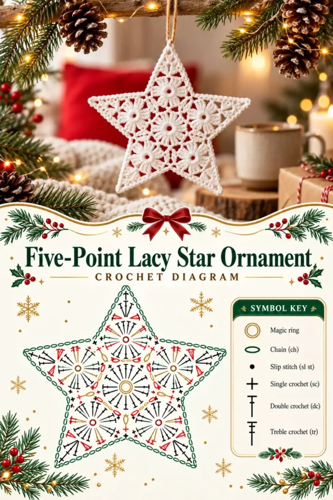 five-point lacy star ornament crochet pattern