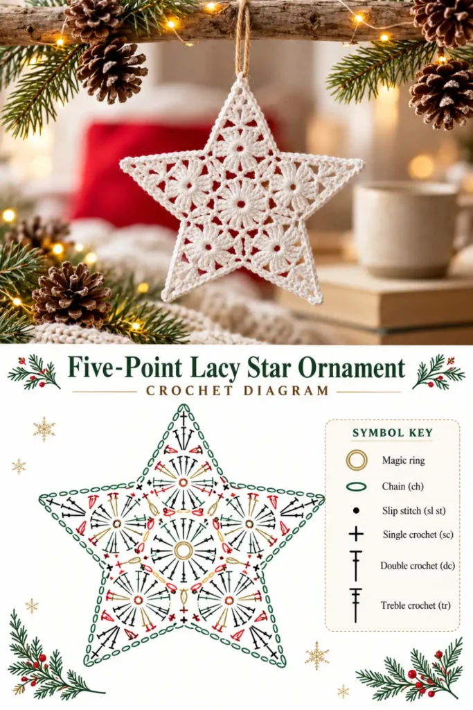 five-point lacy star ornament crochet pattern