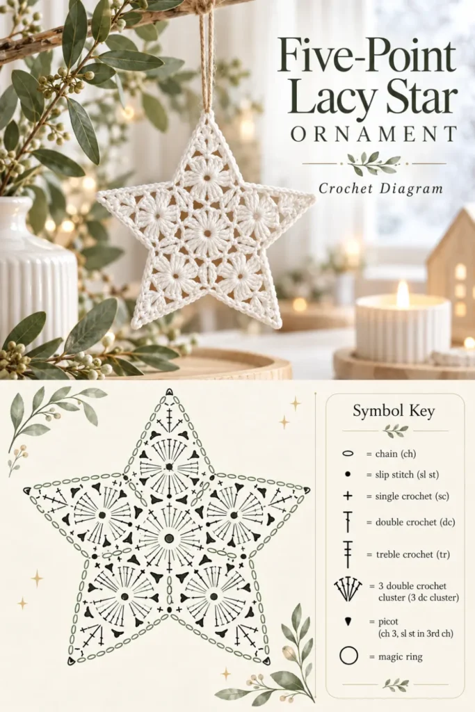 five-point lacy star ornament crochet pattern