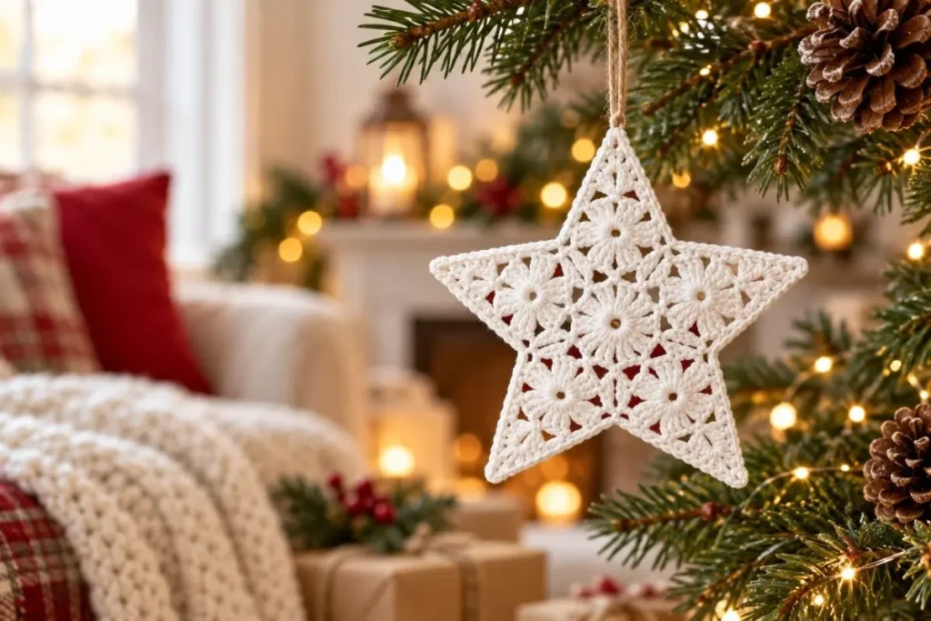five-point lacy star ornament crochet pattern