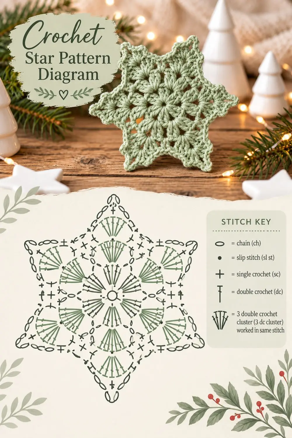 Crochet motif inspiration with a decorative star diagram.